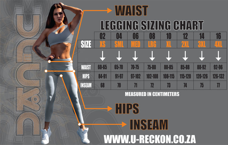 Size chart showing how each size measures